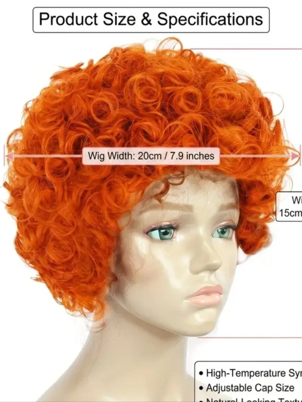 12 Inch Tangerine Curly Bang Synthetic Hair Wig For Cosplay